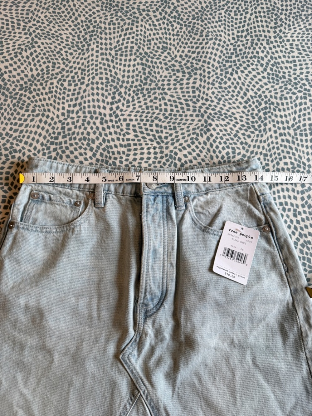 Free People | Pale Blue Raw-Hem Denim Mini‎ Skirt *FLAW* - Picture 9 of 14